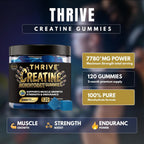 Vegan Creatine Monohydrate Gummies by One Thrive Nutrition, 120 high potency gummies supporting muscle growth and strength.